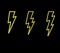 Hot neon glowing lightning bolts vector.thunderbolt icon.Flash symbol illustration.Lighting Set.Electricity on black background.Ye