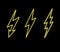 Hot neon set glowing lightning bolts vector.thunderbolt icon.Flash symbol illustration.Lighting Set.Electricity on black backgroun