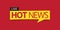 Hot news banner isolated on red background. Banner design template.