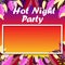 Hot night party vector poster with futuristic tropical leaves