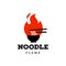 Hot noodle on fire flame spicy restaurant food court logo icon design