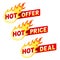 Hot offer, price and deal flame sticker badges