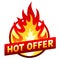 Hot offer red price sticker badge with flame