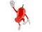 Hot paprika character jumping in joy