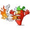 Hot Pepper Cartoon Erupting Fire out his Mouth