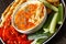 Hot Pepper Jelly Cheese Dip with crackers, veggies