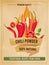 Hot pepper poster. Traditional mexican cuisine spiced with chilli pepper vintage restaurant menu or placard vector