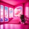 Hot pink futuristic room with beautiful lighting, stunning background for product presentation