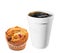 Hot plastic coffe cup with chip muffin