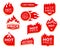 Hot price deal, sale labels with fire flames