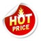 Hot price sticker badge with flame