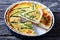 Hot quiche with salmon asparagus cheese filling