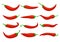 Hot red chili peppers. Closeup chilly pepper, cartoon mexican chilli or chillies illustration, vectors paprika icon