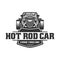 Hot Rod car logo, HotRod vector emblem, Vector Hot Rod car logo