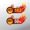 Hot Sale banner. This weekend special offer, big sale, discount 50%. Creative glowing social media banner design. vector. on gray