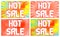 Hot Sale banners set on a bright background with radiating rays