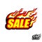 Hot sale, blazing inscription with a flame