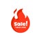 Hot sale discount word logo banner icon promotion fire flame effects for store and shop online