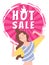 Hot Sale Female Winking and Pointing on Herself