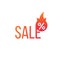 Hot Sale flame and percent sign label, sticker. special offer, big sale, discount percent off. Vector illustration isolated on
