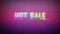 Hot Sale message retro 80s style message, glitchy discount sale in neon colors.