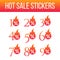 Hot sale special offer discount labels set, Hot Sale flame and percent sign label, sticker. special offer, big sale, discount