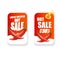 Hot sale sticker set with red chili cayenne pepper isolated on white background. Vector Special hot offer red banner or