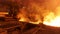 Hot shop at the metallurgical factory with molten steel in the chute. Stock footage. Metallurgical works, industrial