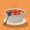 Hot soup pasta vegetables bowl dish spoon