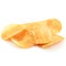 hot and spicy flavor crispy potato chips on white