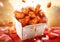 Hot and spicy fried chicken in classic takeaway paper box concept.Macro.AI Generative