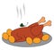 A hot and spicy roasted cartoon chicken vector or color illustration