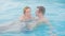 Hot spring geothermal spa. Romantic couple in love relaxing in hot pool.