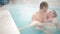 Hot spring geothermal spa. Romantic couple in love relaxing in hot pool.