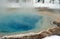 Hot spring thermal pool in the upper geyser basin Yellowstone National Park in Wyoming USA