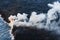 Hot steam clouds rise into the air over Hawaii