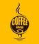 Hot steaming coffee banner