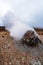 Hot sulfuric steam vent spewing sulphur steam in the hot sulfuric and geothermal area of Namaskard in Myvatn/Iceland.