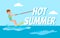 Hot Summer Poster Kitesurfing Happy Boy Vector