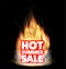 Hot summer sale with a real burning fire