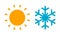 Hot sun and cold snowflake icon.