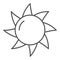 Hot sun thin line icon. Summer vector illustration isolated on white. Sunshine outline style design, designed for web