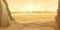 Hot sunrise in desert. Desert sand. Drought cracked desert land. Landscape of southern countryside. Cool cartoon style