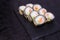 Hot Sushi roll with salmon. Japanese food. 2