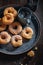 Hot and sweet spanish donuts with powdered sugar