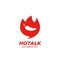 Hot talk logo, bubble speak logo with flame fire shape and chilli icon inside