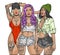 Hot tattoo women colorful label