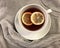 Hot Tea with lemon and warm, cuddly pullover ...