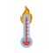 Hot thermometer temperature fire in flat style isolated icon