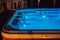 Hot tub hydromassage pool. Illuminated pool. Rest outside the city. Cottage with hydromassage pool